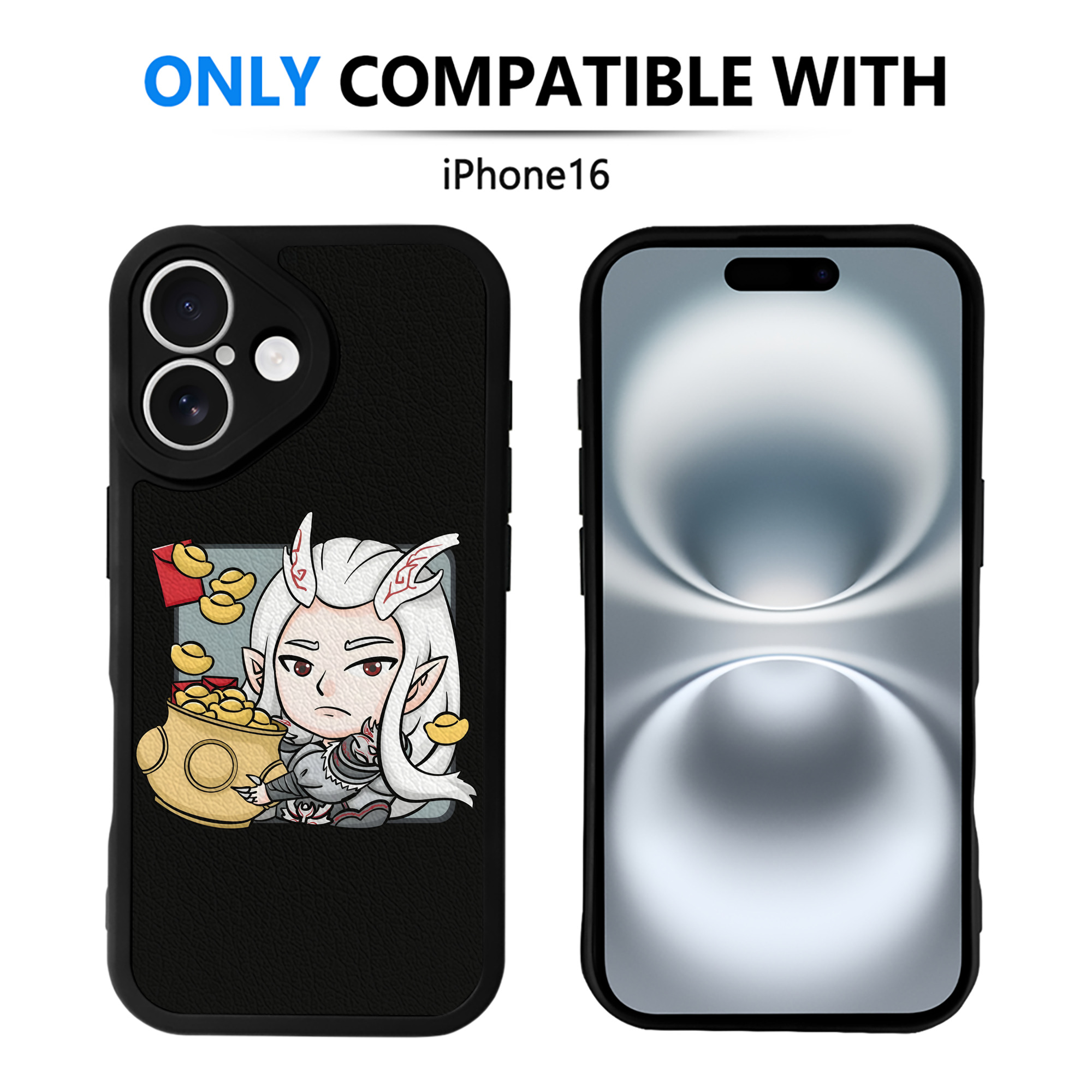 （画像用） Ne Zha 2 ナタ 魔童の大暴れ 【iPhone 16シリーズ対応】シリコンスマホケース（レザー調） 材質：シリコン
